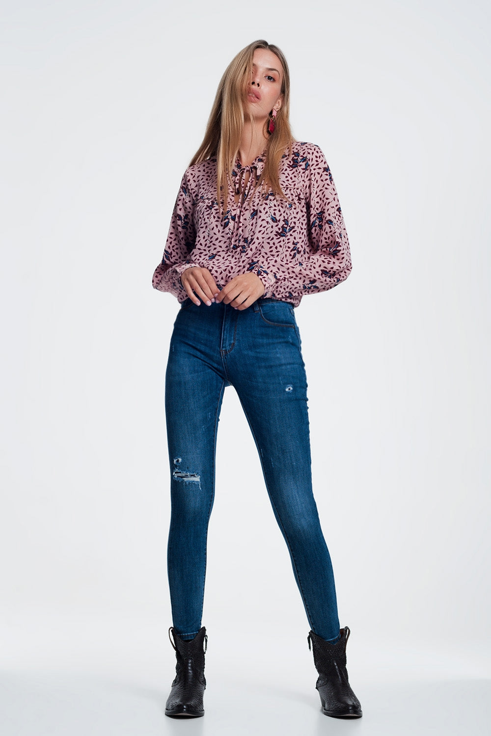 Jean skinny déchiré Bleu