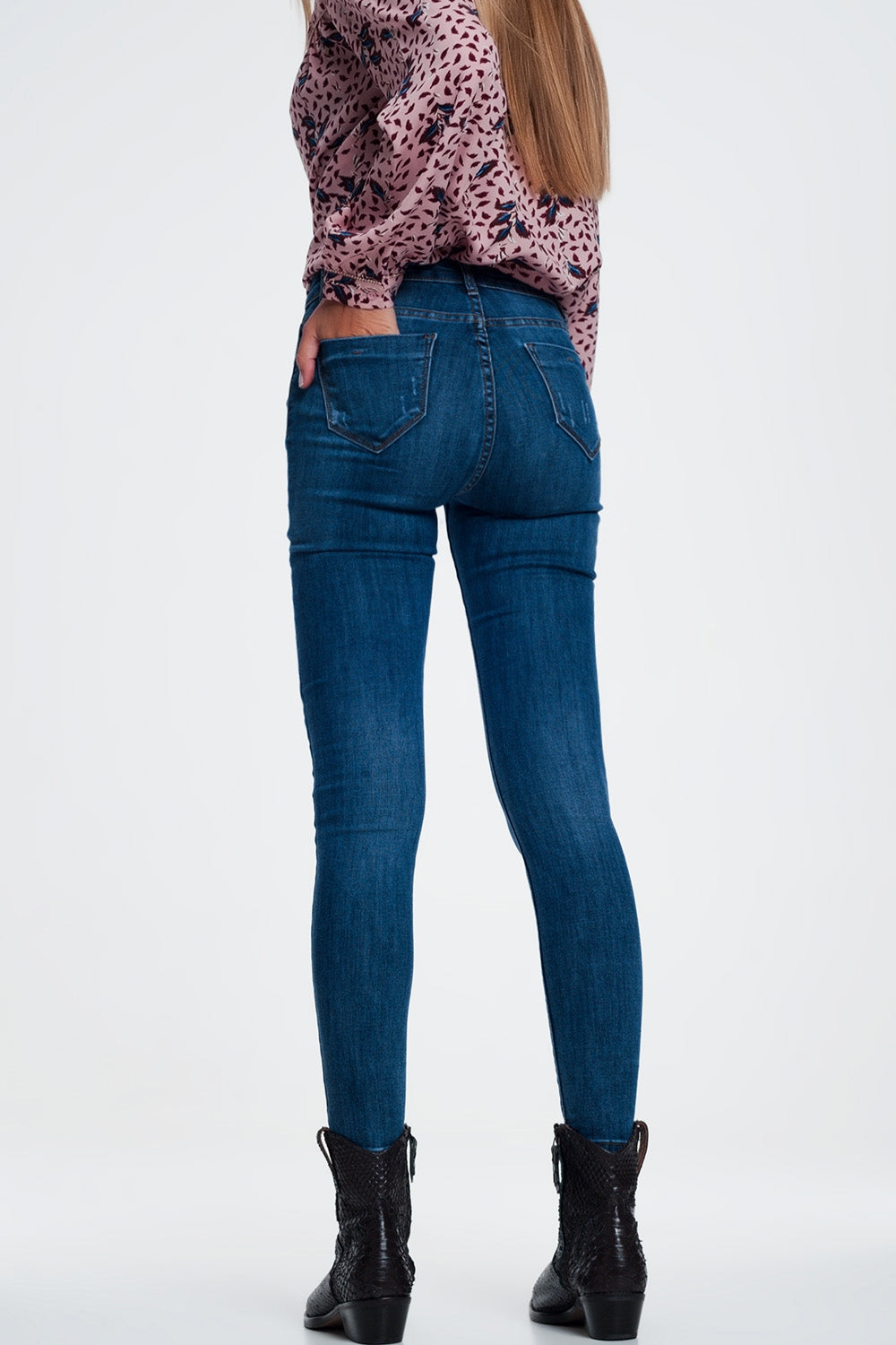 Jean skinny déchiré Bleu