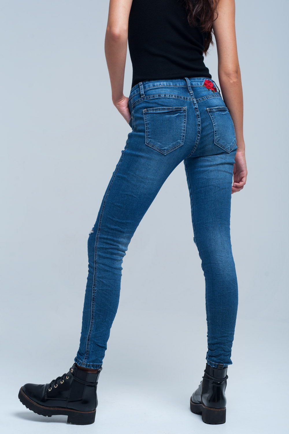 Jean Skinny denim brodé