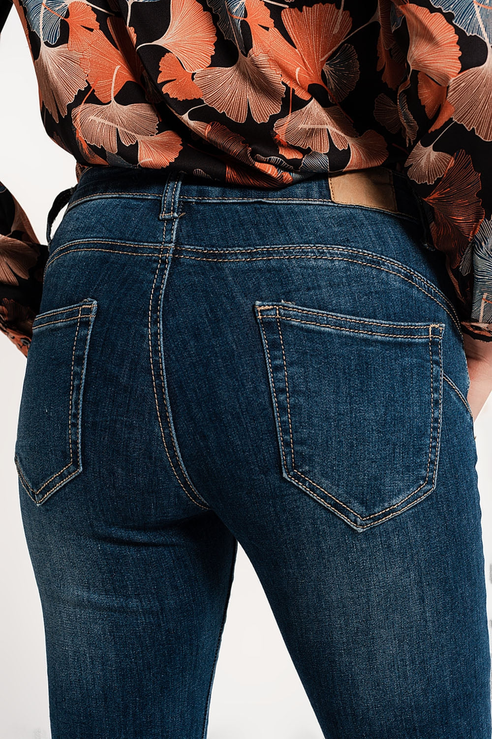 Jean skinny effet push up Bleu délavé moyen
