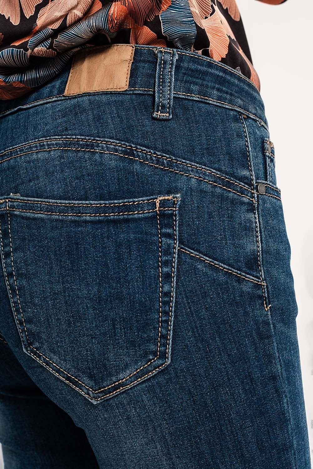 Jean skinny effet push up Bleu délavé moyen
