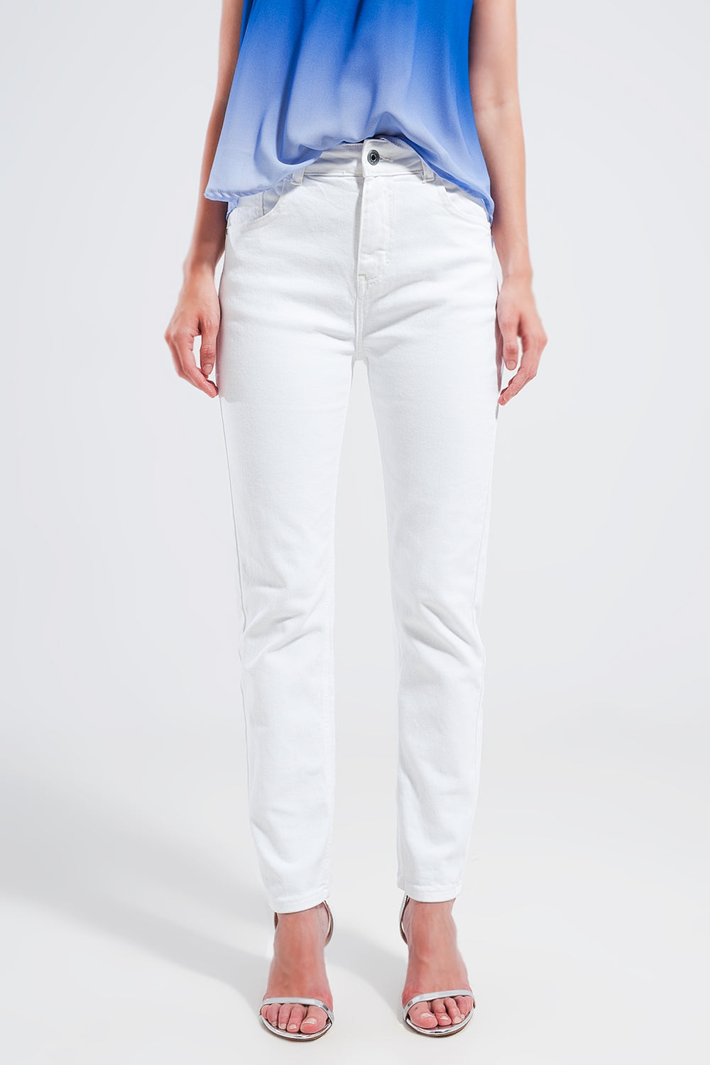 Jean skinny en coton extensible blanc