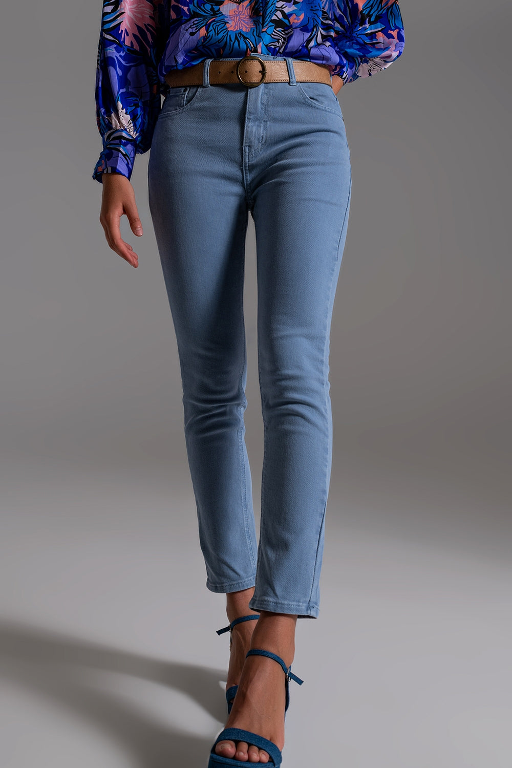 Jean skinny en coton extensible bleu