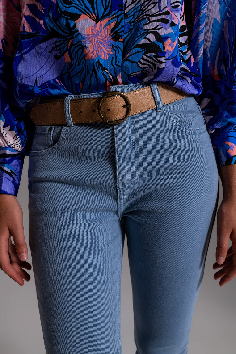 Jean skinny en coton extensible bleu
