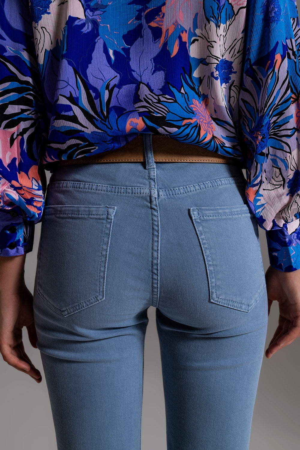 Jean skinny en coton extensible bleu