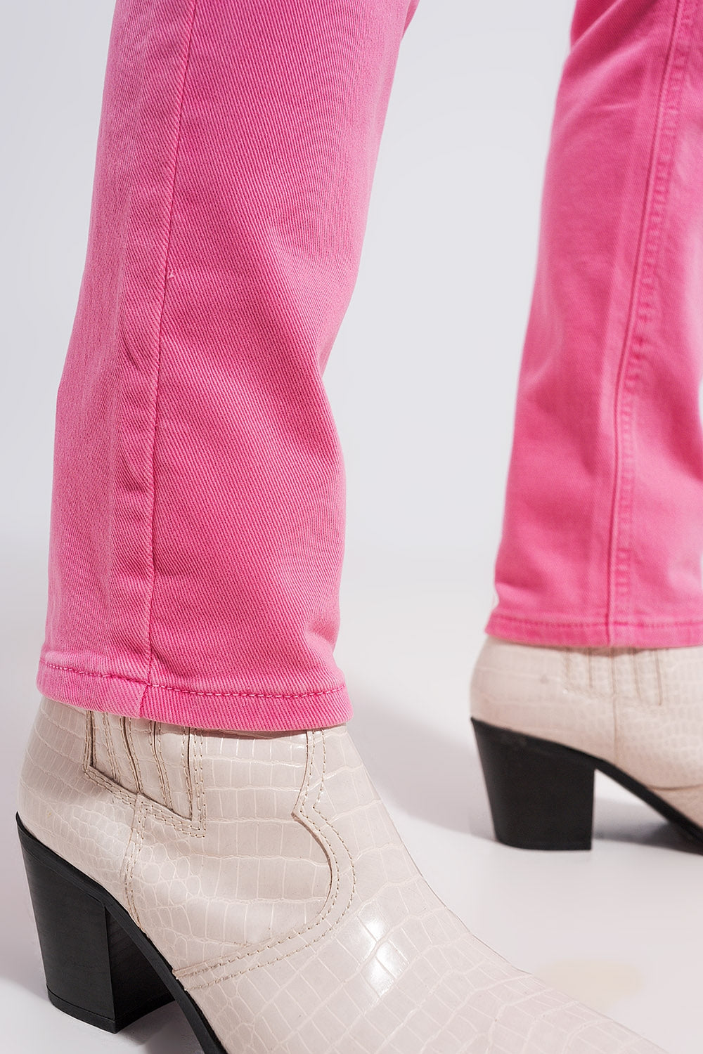 Jean skinny en coton extensible fuchsia
