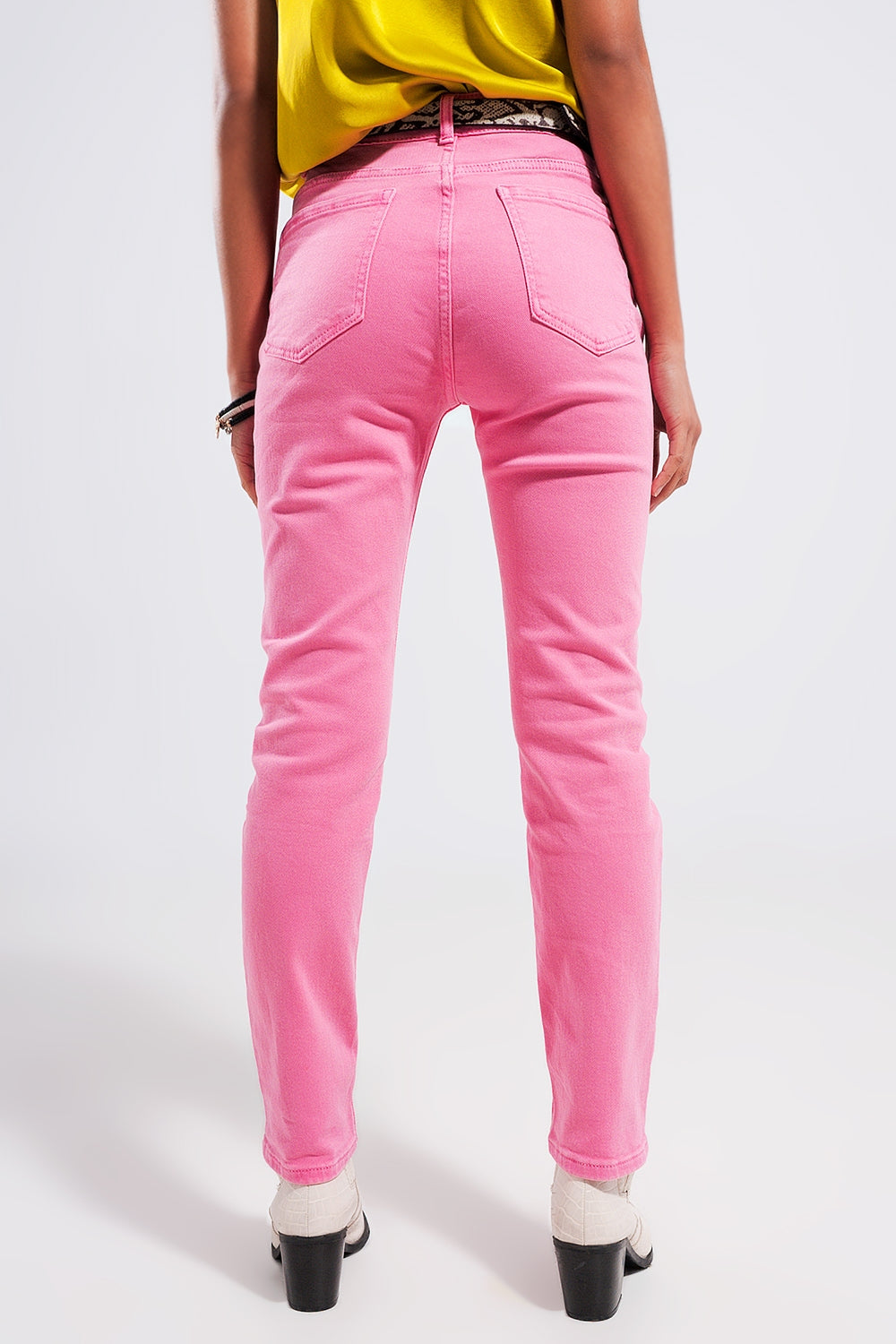 Jean skinny en coton extensible fuchsia