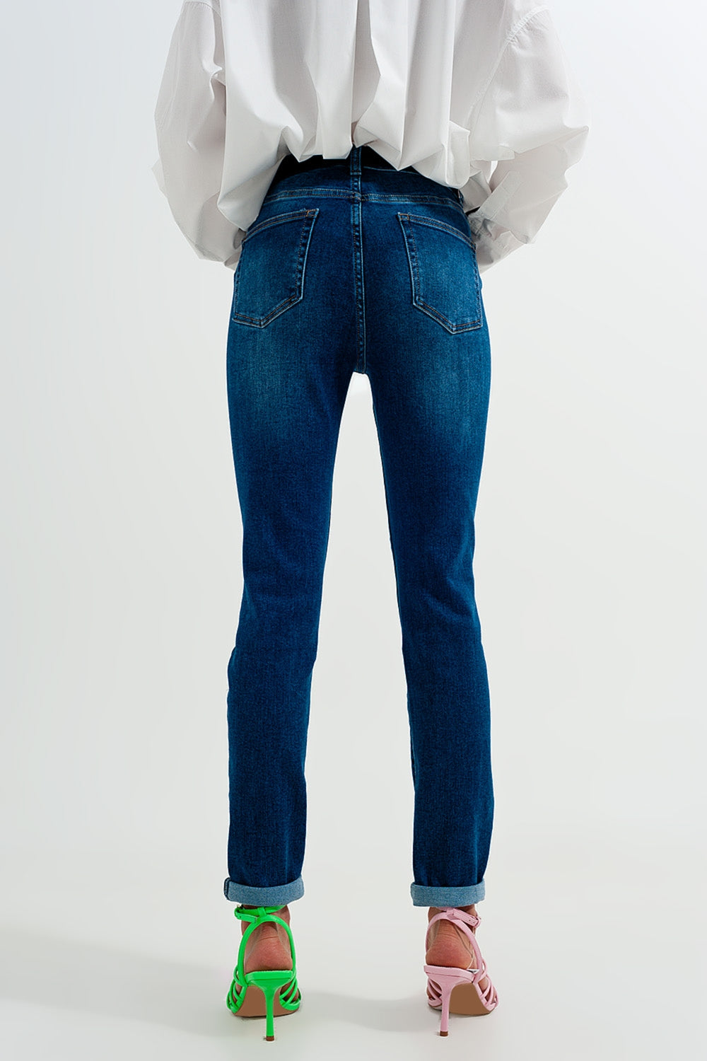 Jean skinny en coton mélangé Bleu