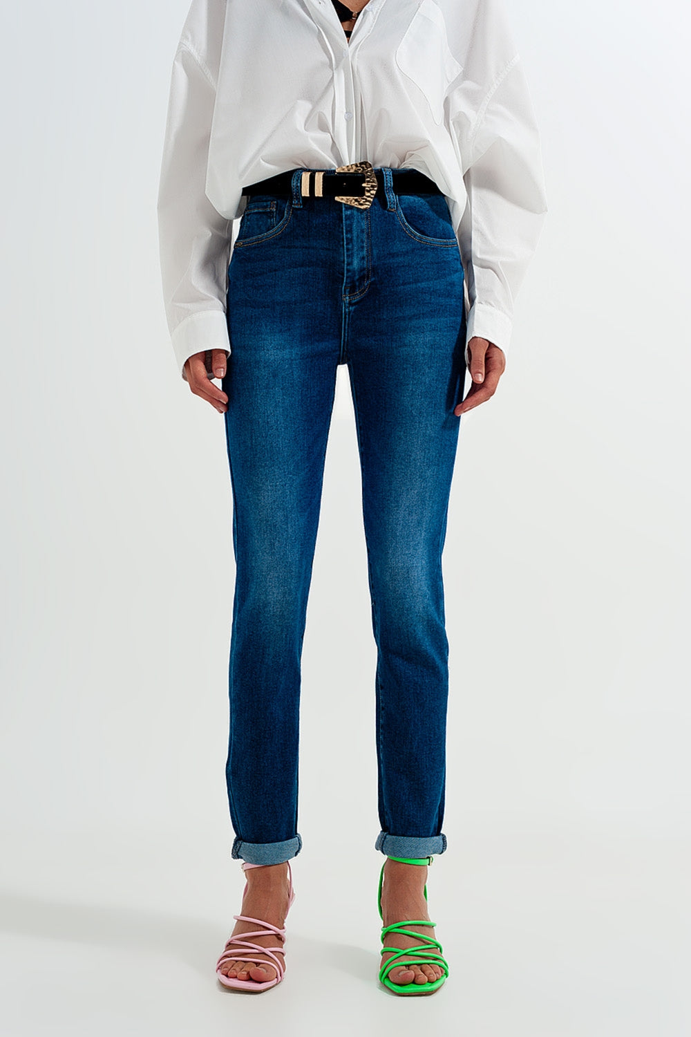 Jean skinny en coton mélangé Bleu