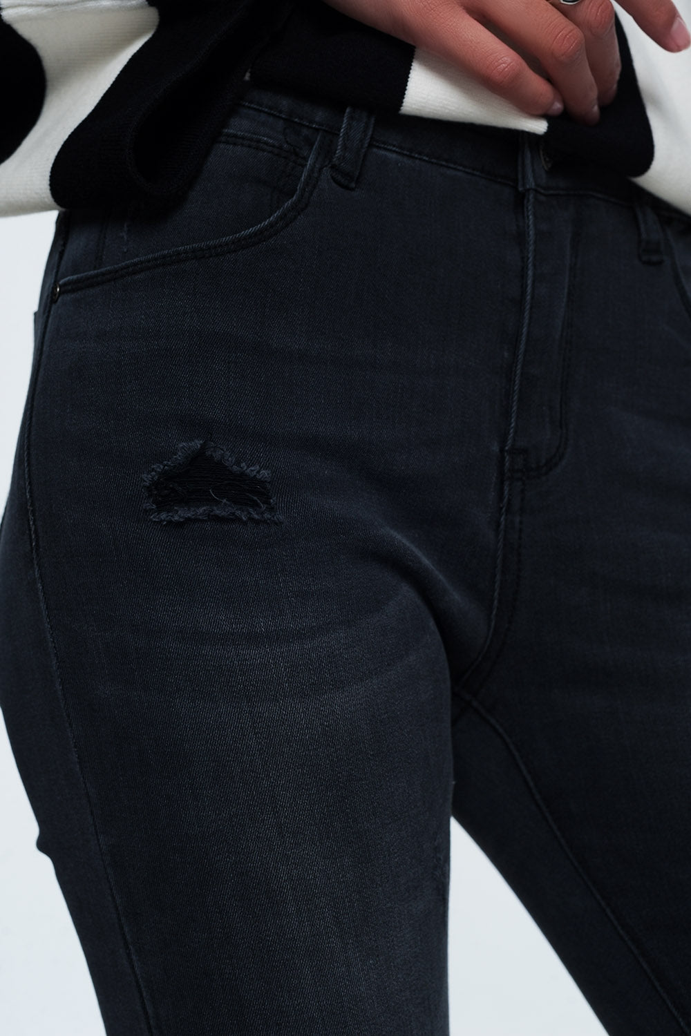 Jean skinny en détresse noir