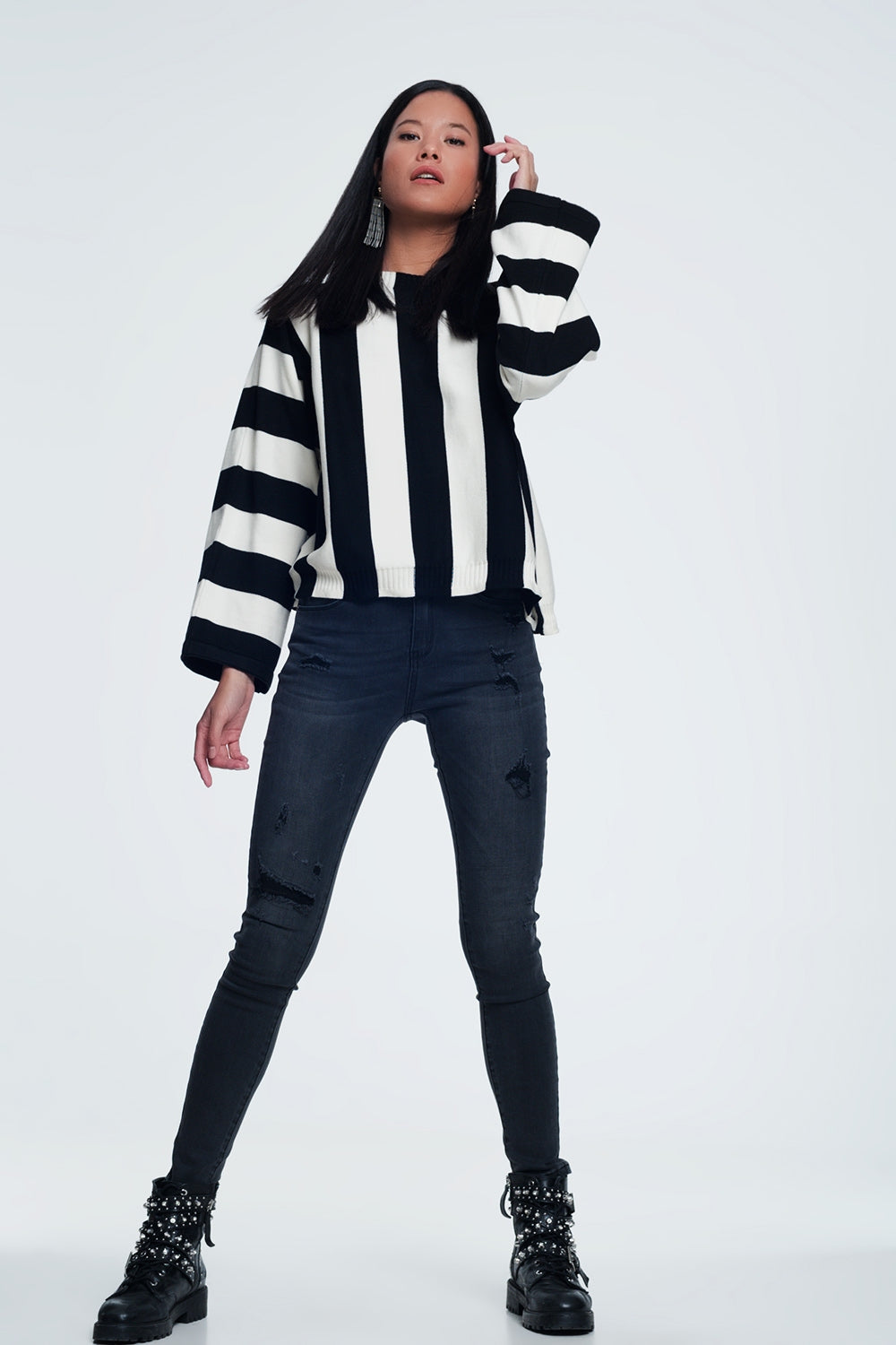 Jean skinny en détresse noir