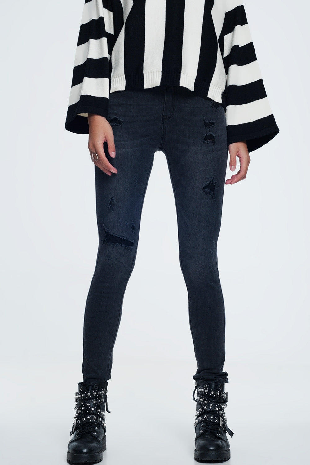 Jean skinny en détresse noir