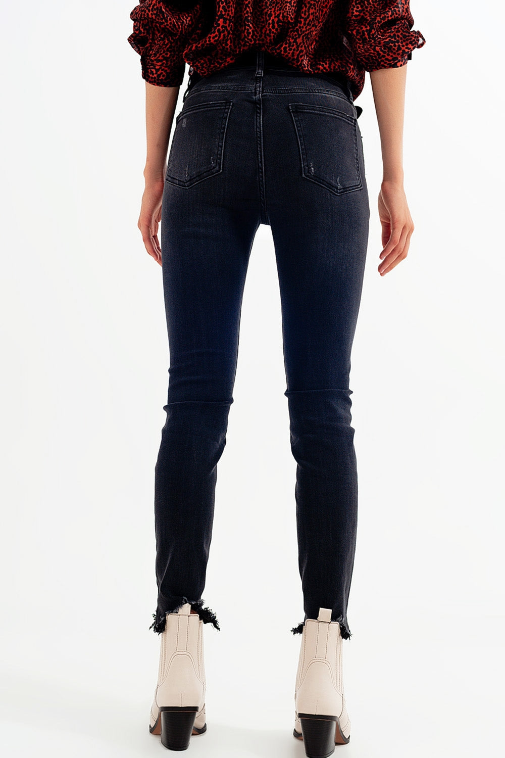 Jean skinny en Noir délavé