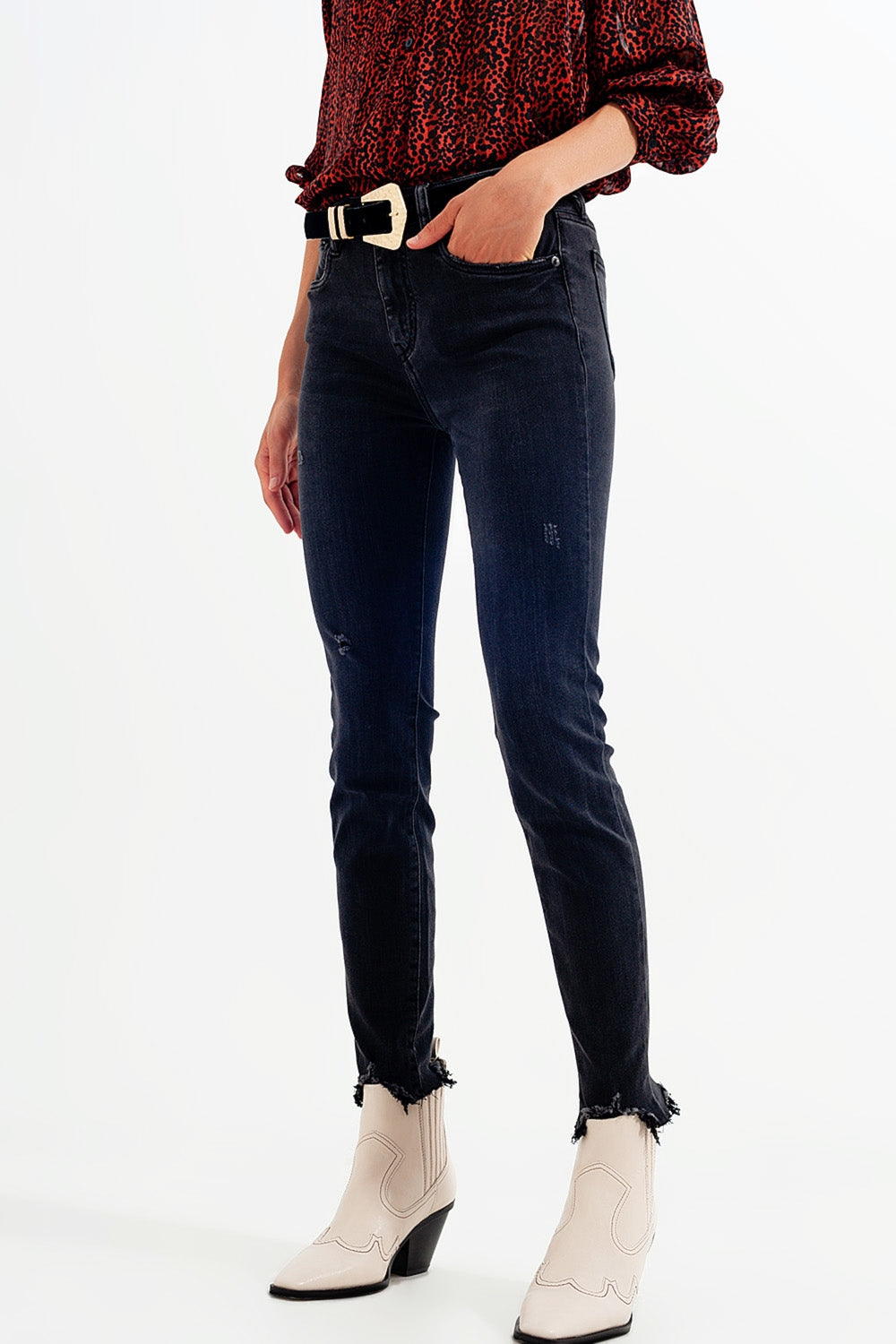 Jean skinny en Noir délavé
