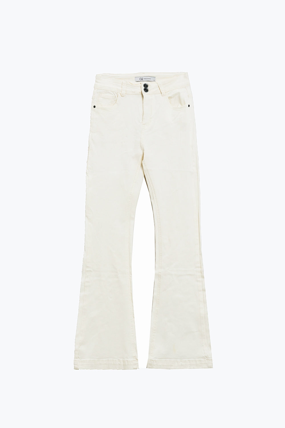 Jean skinny évasé à double boutonnage en blanc