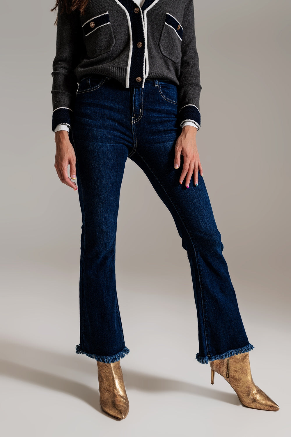 Jean skinny évasé bleu foncé