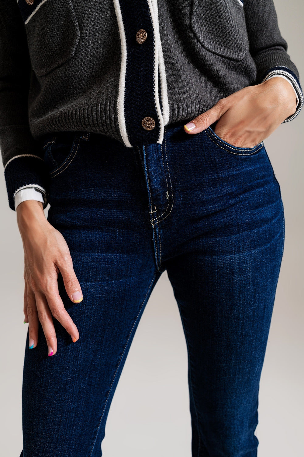 Jean skinny évasé bleu foncé