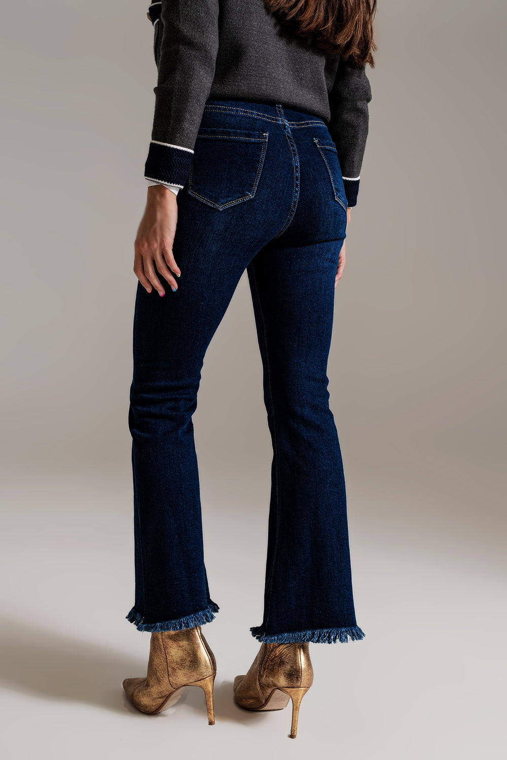 Jean skinny évasé bleu foncé