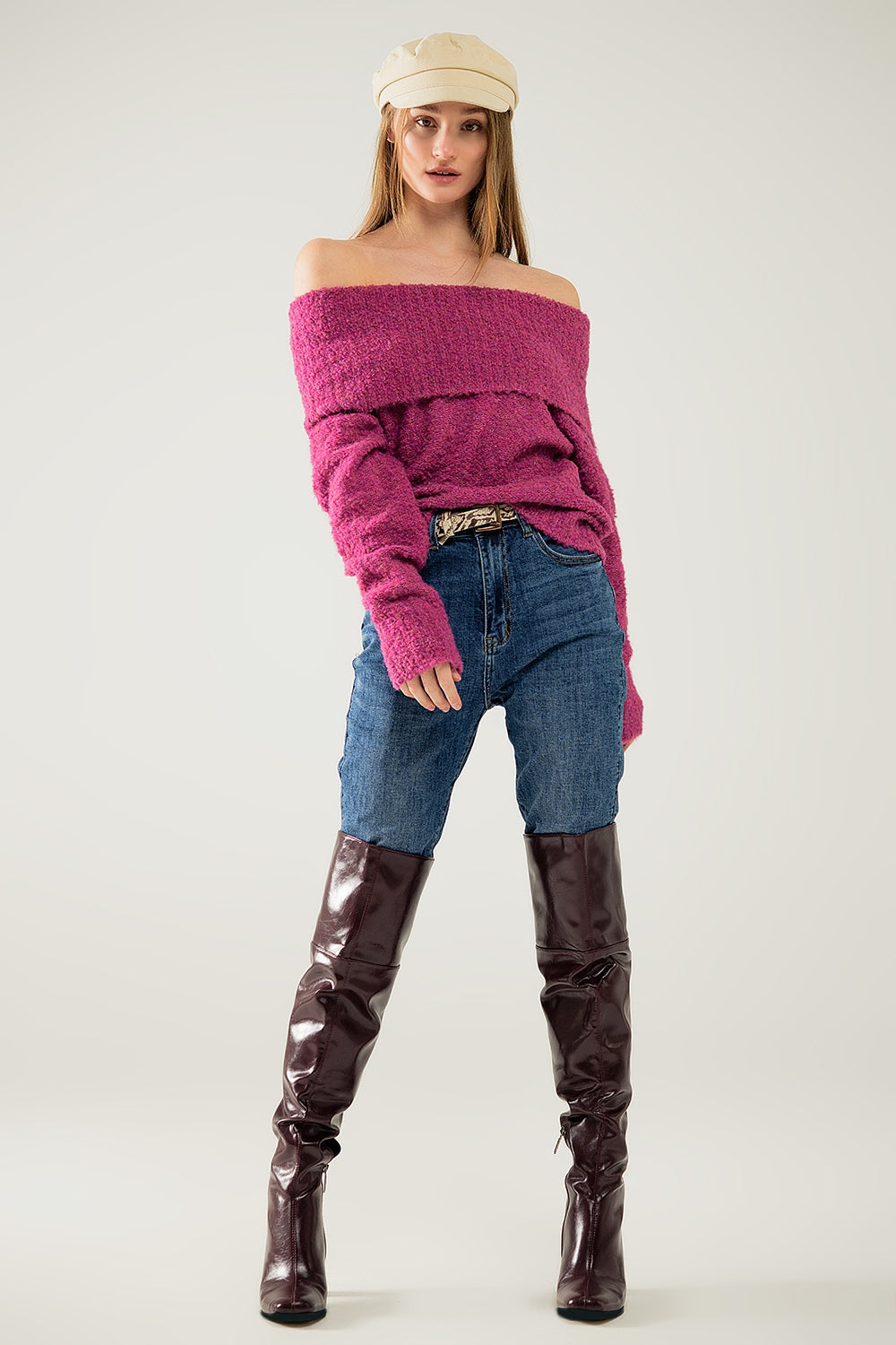 Q2 Jean skinny extensible à cinq poches bleu foncé