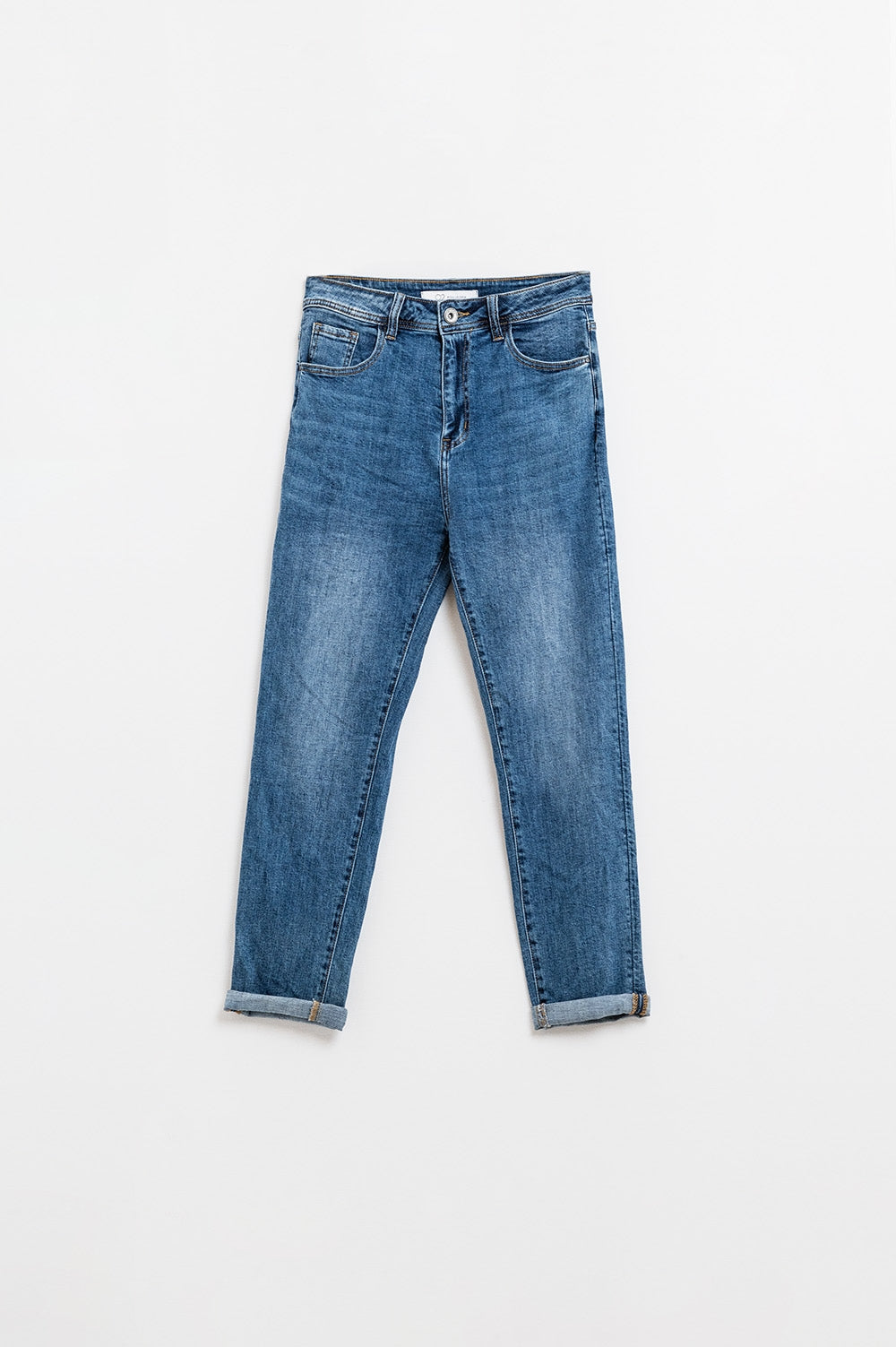 Jean skinny extensible à cinq poches bleu foncé