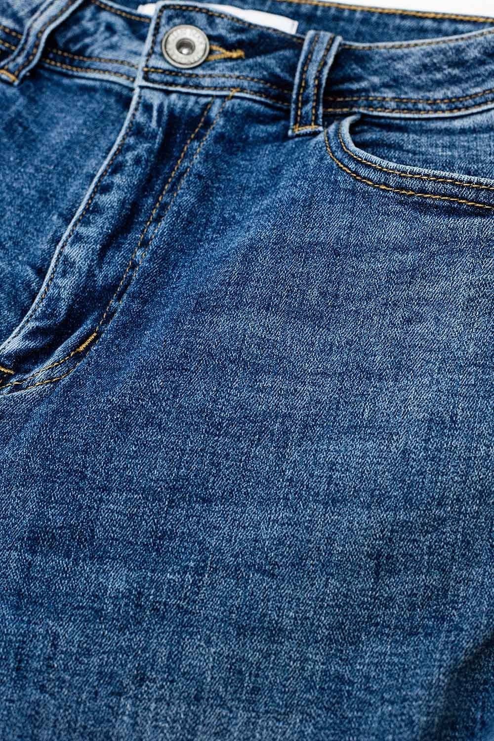 Jean skinny extensible à cinq poches bleu foncé