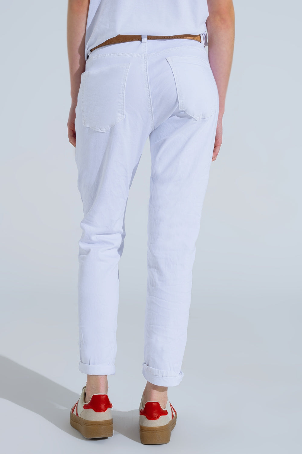 Jean skinny froissé blanc