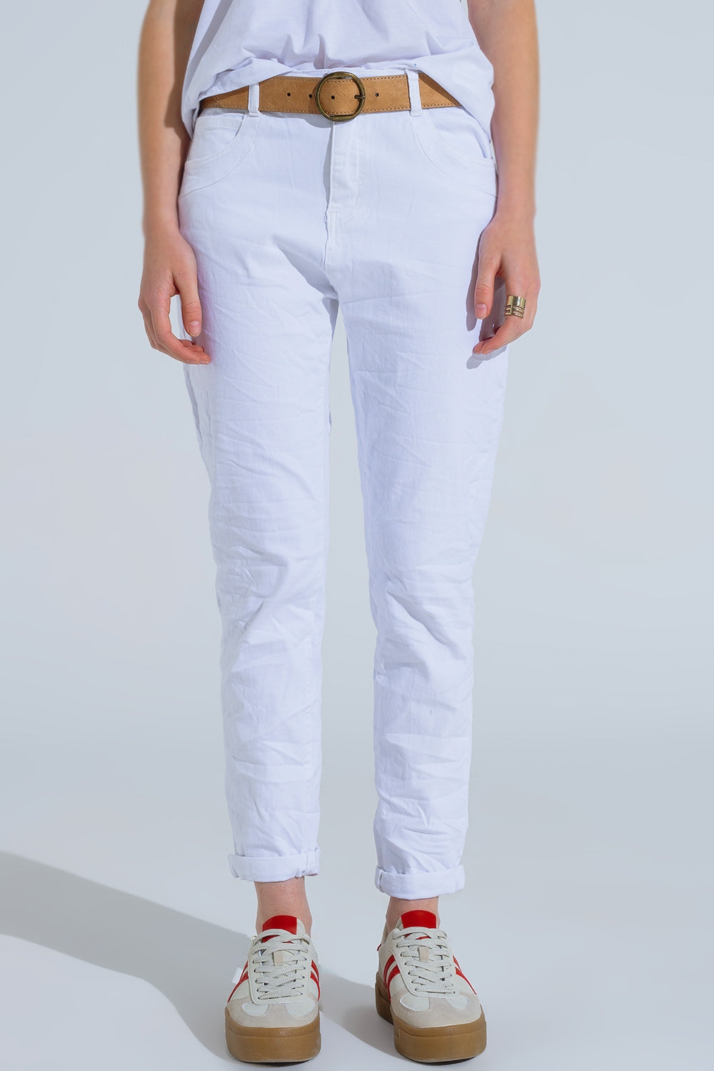 Jean skinny froissé blanc