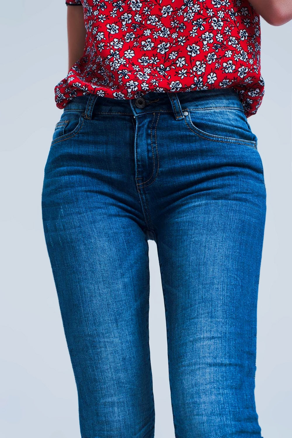 Jean skinny Mi-délavé