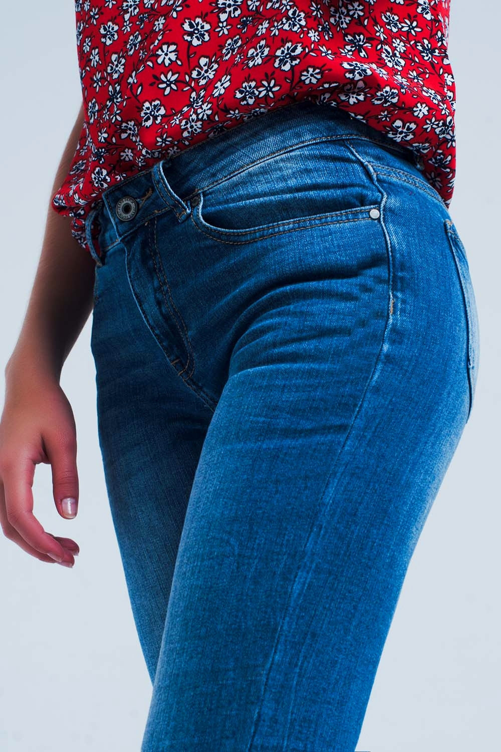 Jean skinny Mi-délavé