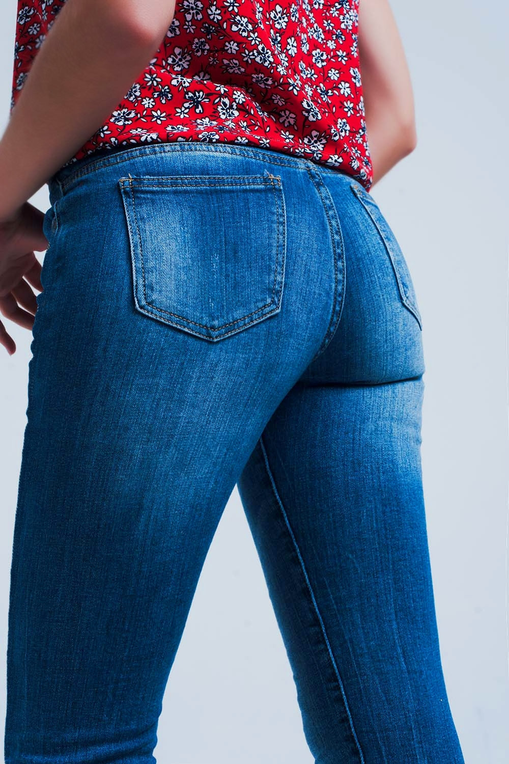 Jean skinny Mi-délavé