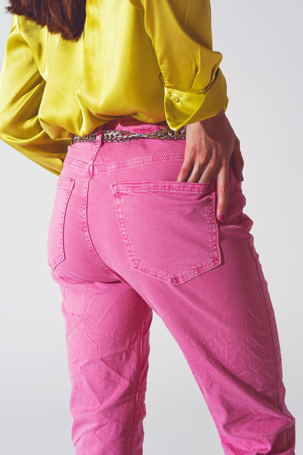 Jean skinny rose froissé