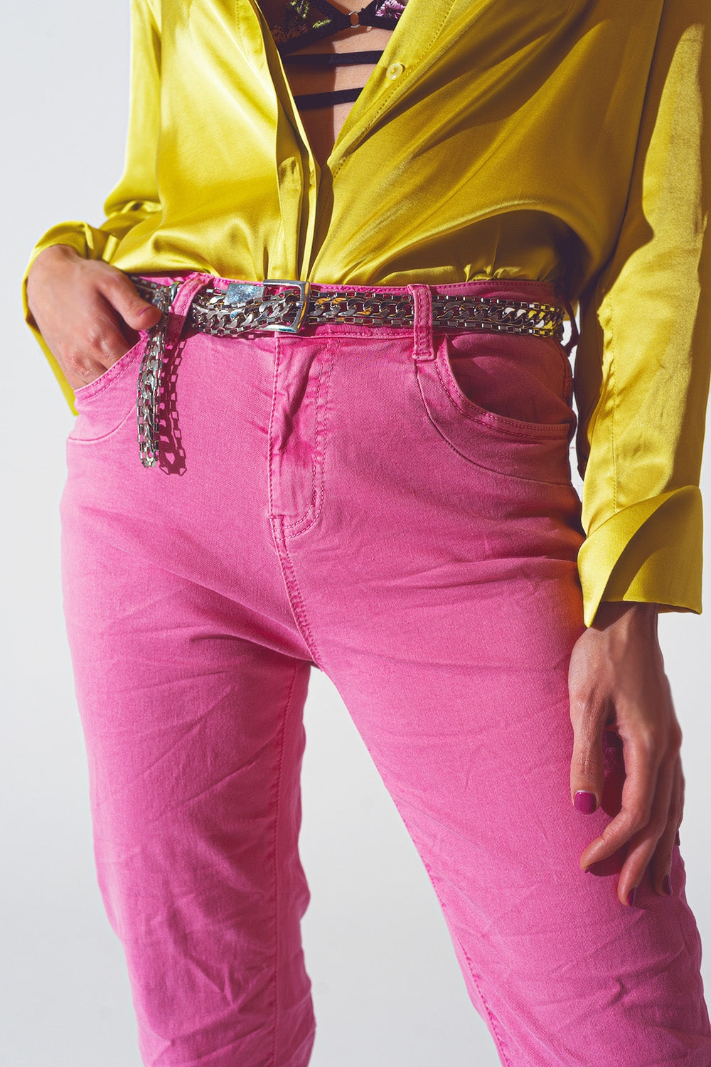 Jean skinny rose froissé