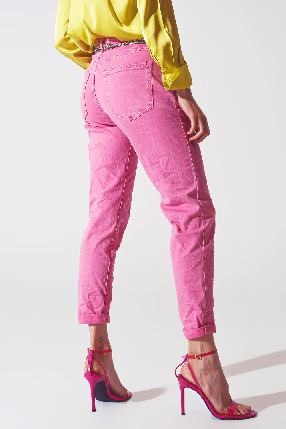 Jean skinny rose froissé