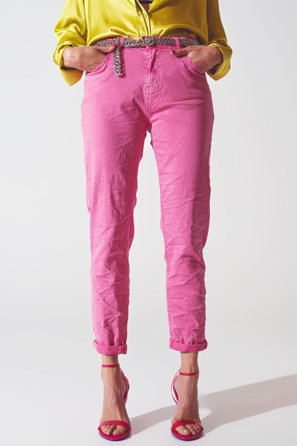 Jean skinny rose froissé
