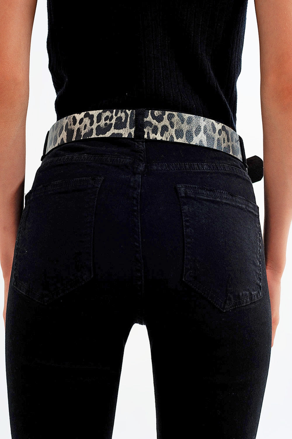 Jean skinny stretch à ourlets découpés Noir