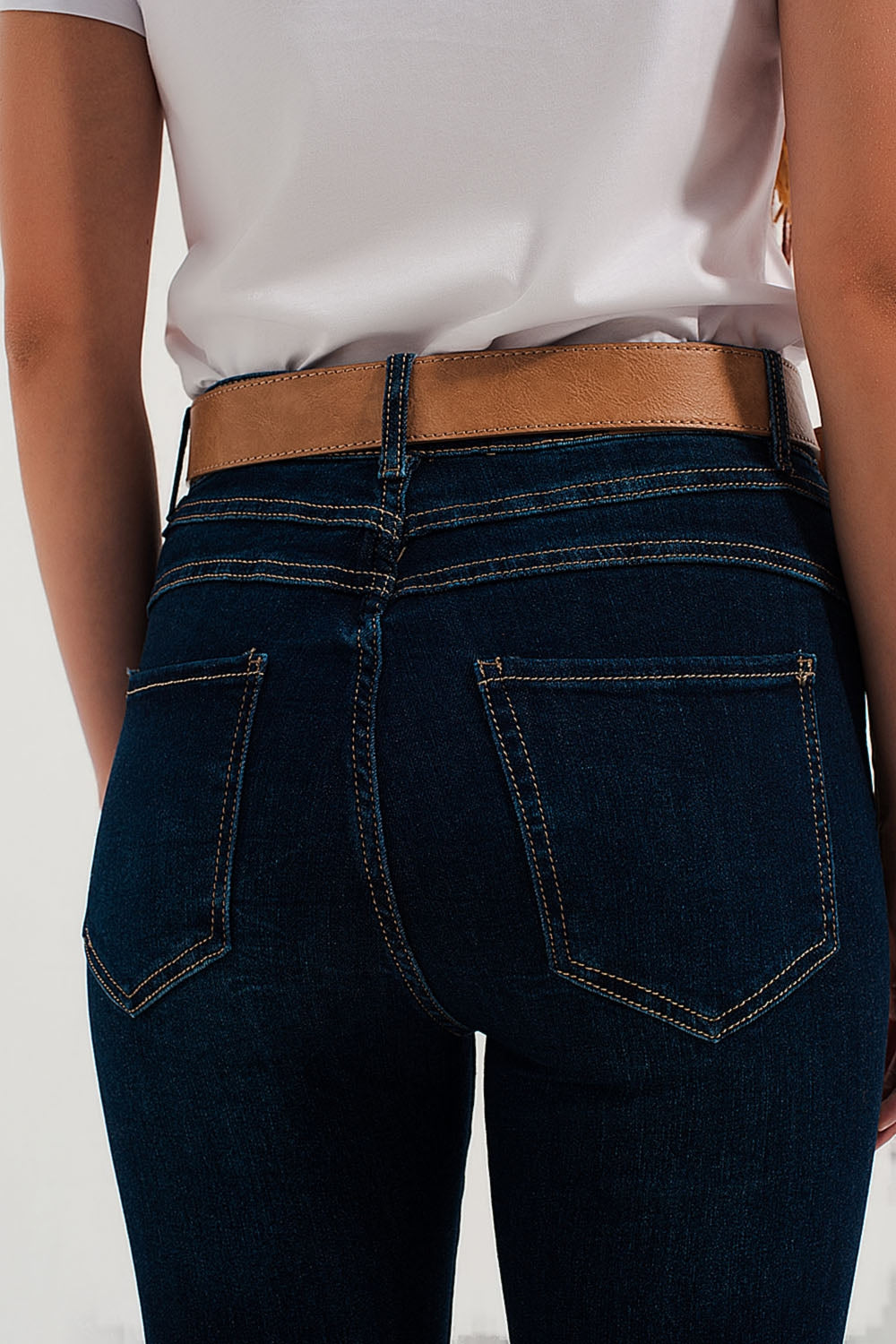 Jean skinny stretch bleu délavé moyen