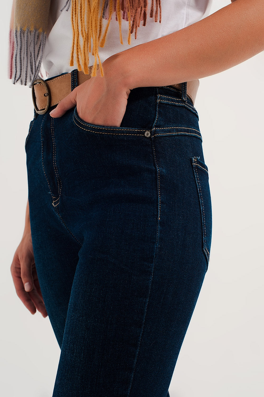 Jean skinny stretch bleu délavé moyen