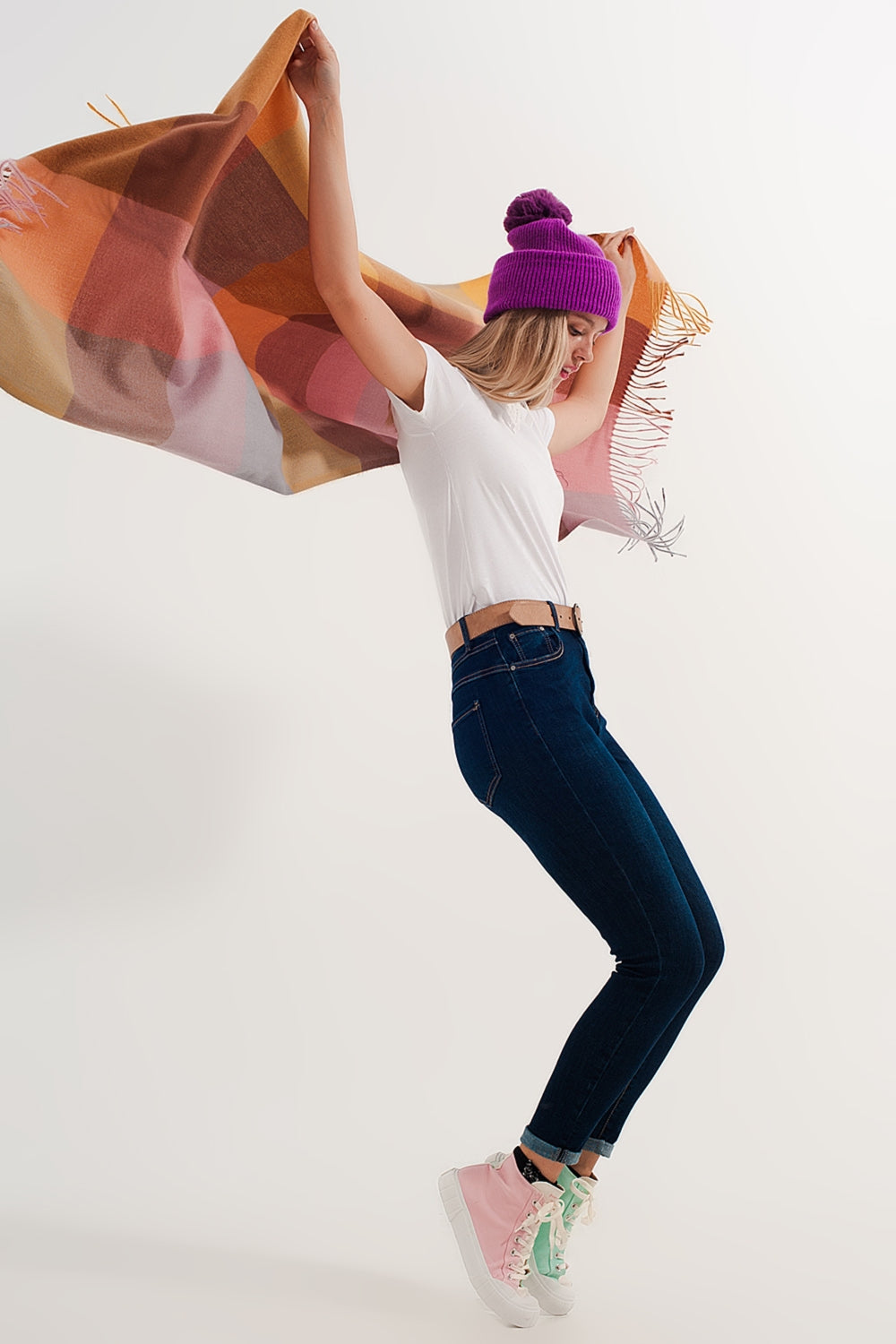 Jean skinny stretch bleu délavé moyen