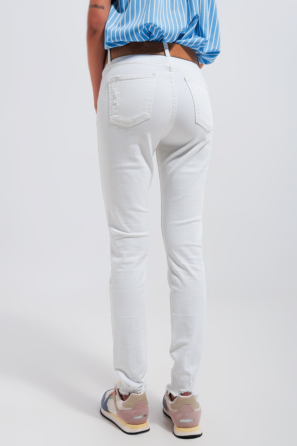 Jean skinny taille haute Blanc