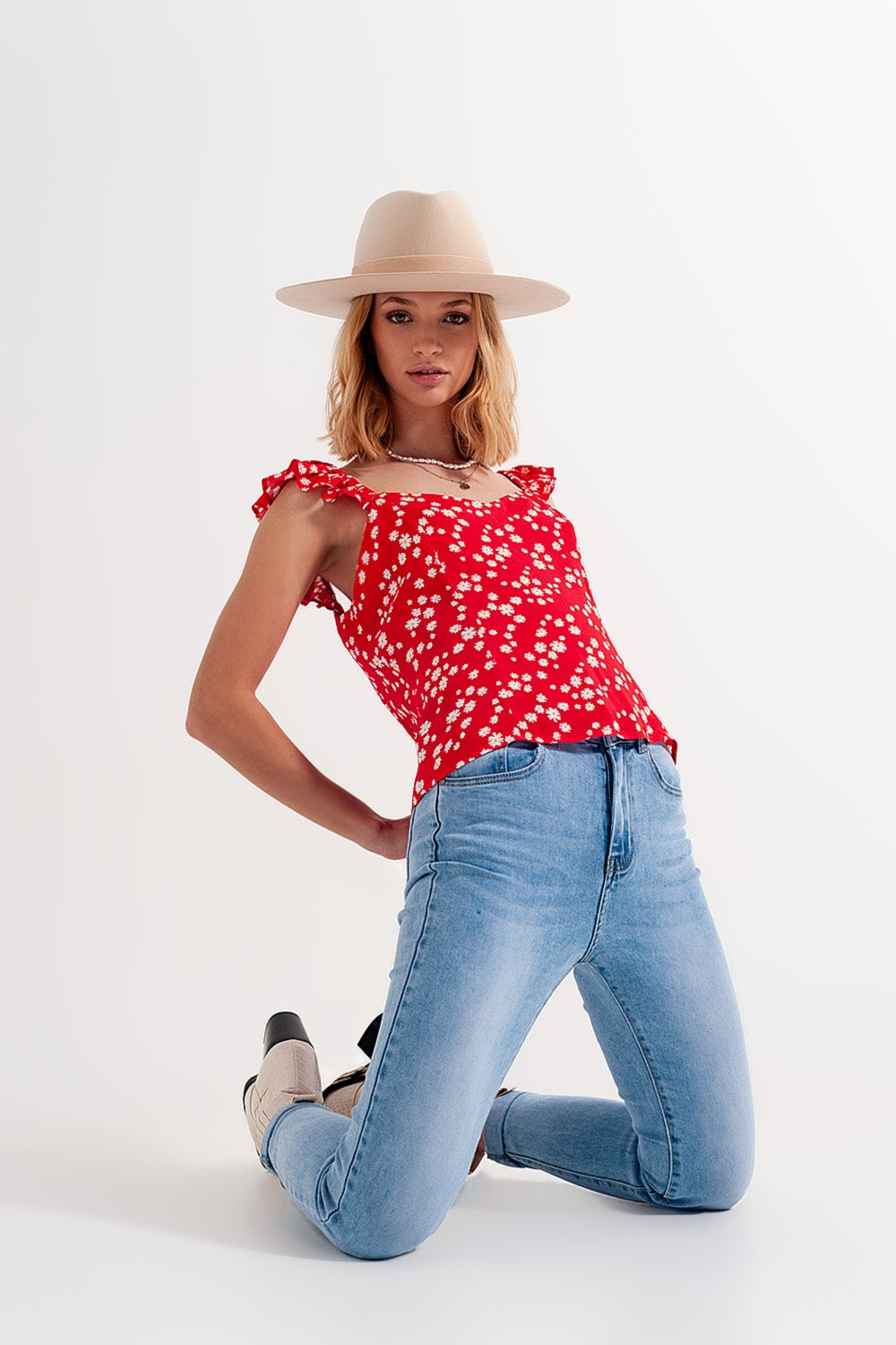 Jean skinny taille haute bleu clair