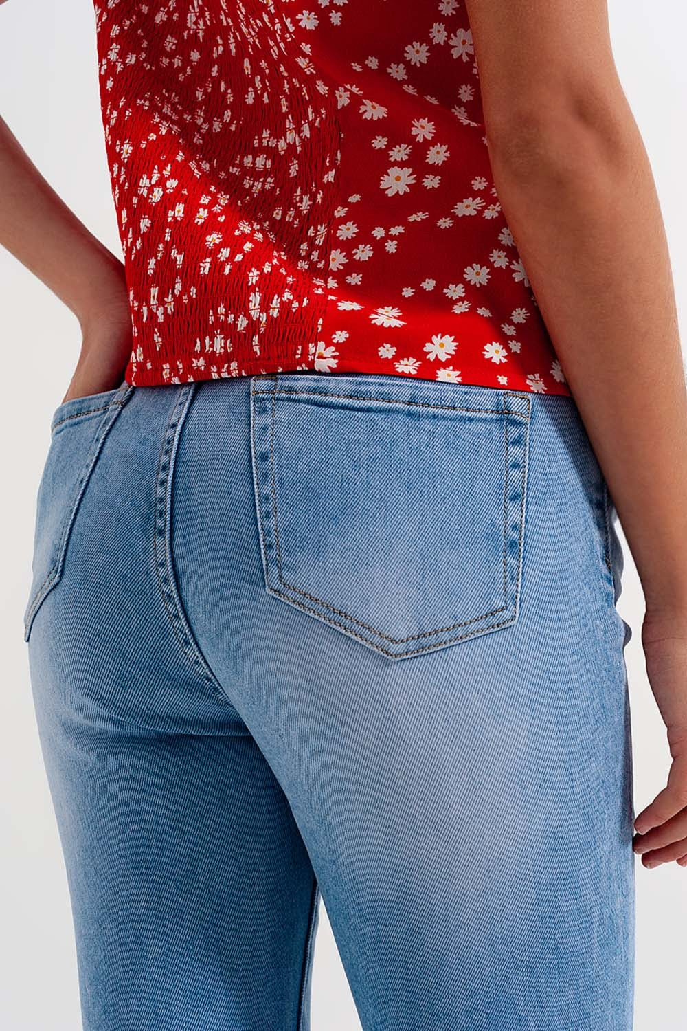 Jean skinny taille haute bleu clair