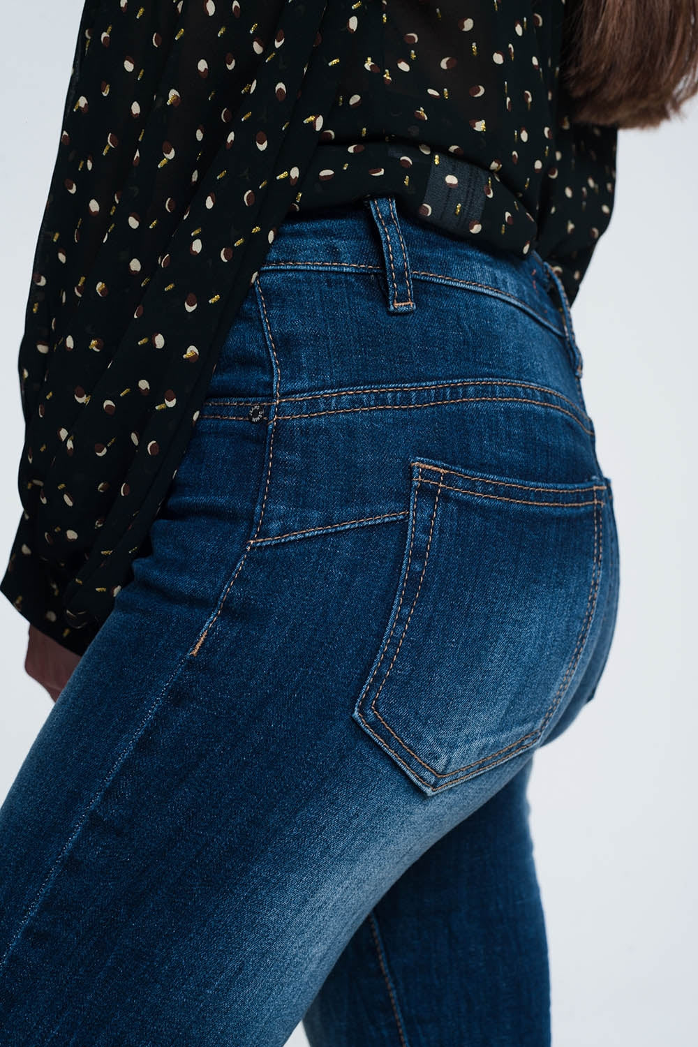 Jean skinny taille haute - Bleu foncé délavé extrême