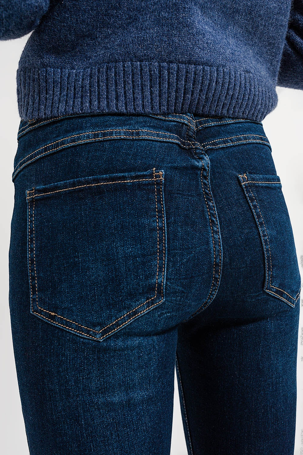 Jean skinny taille haute Bleu foncé