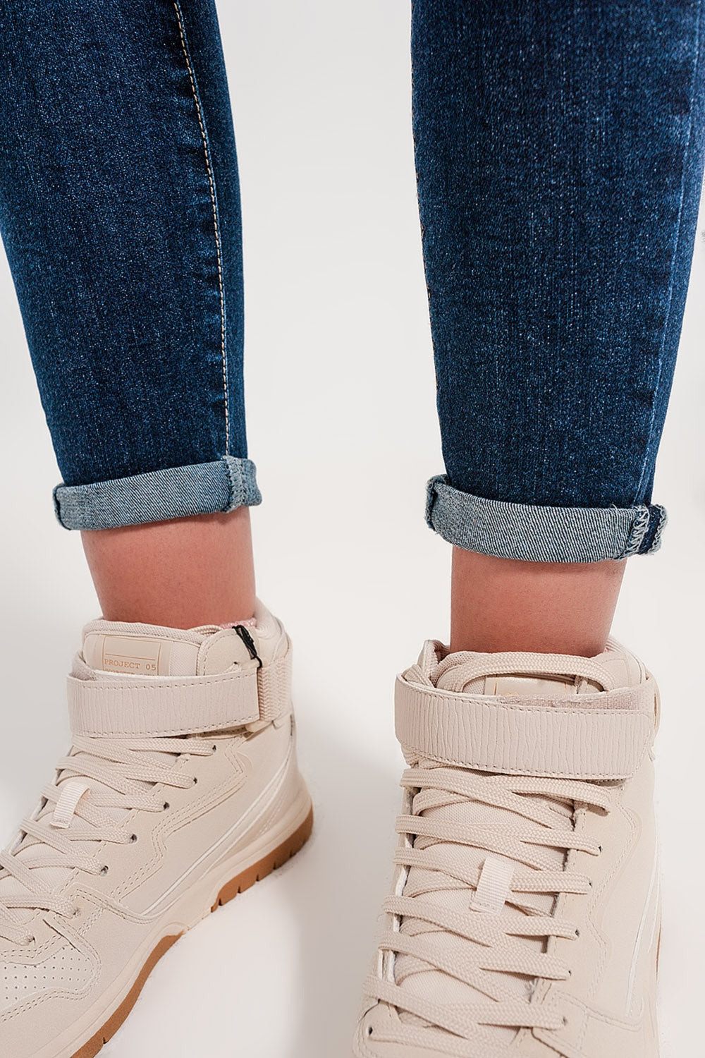 Jean skinny taille haute Bleu foncé