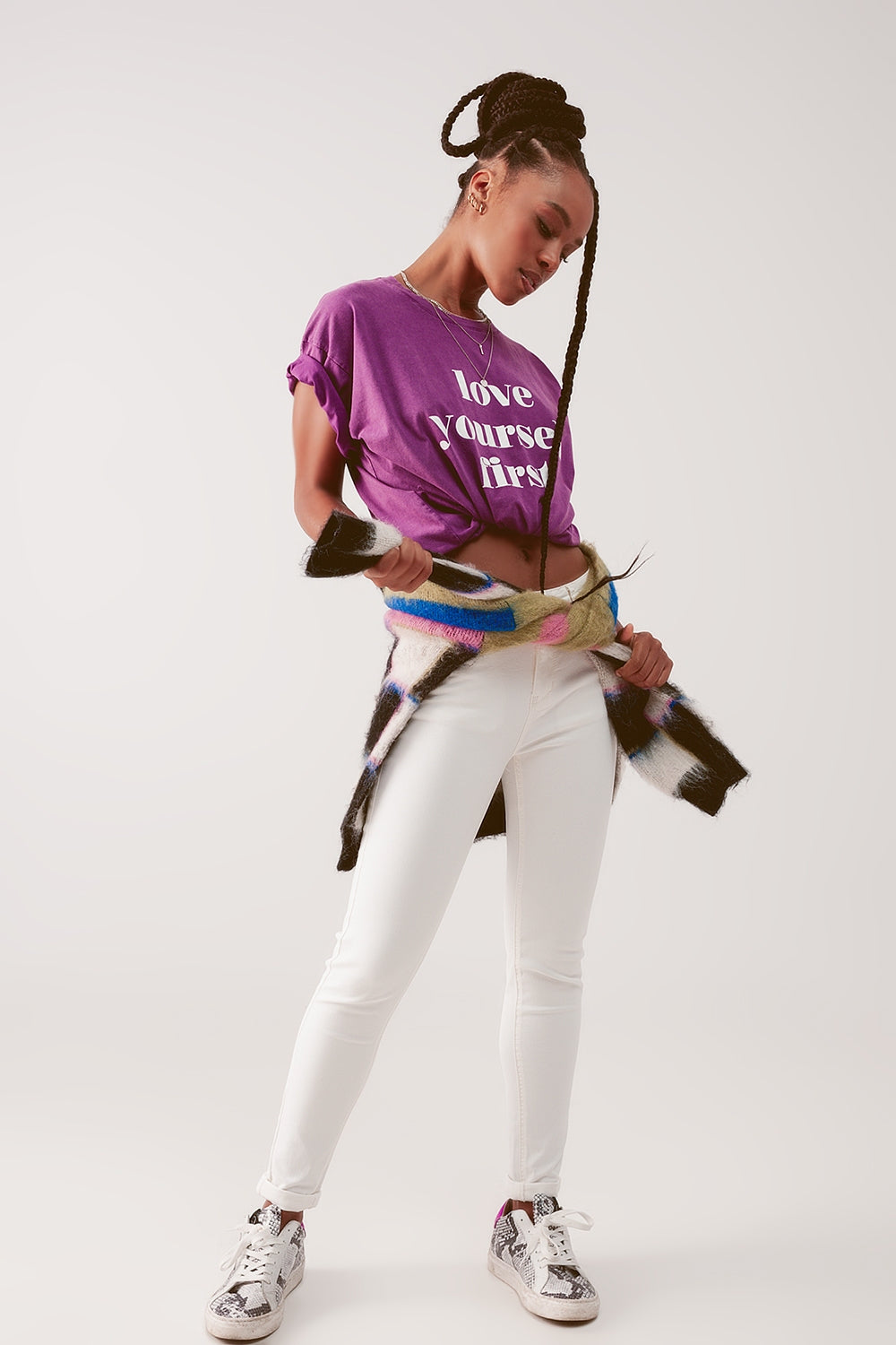 Jean skinny taille haute en crème