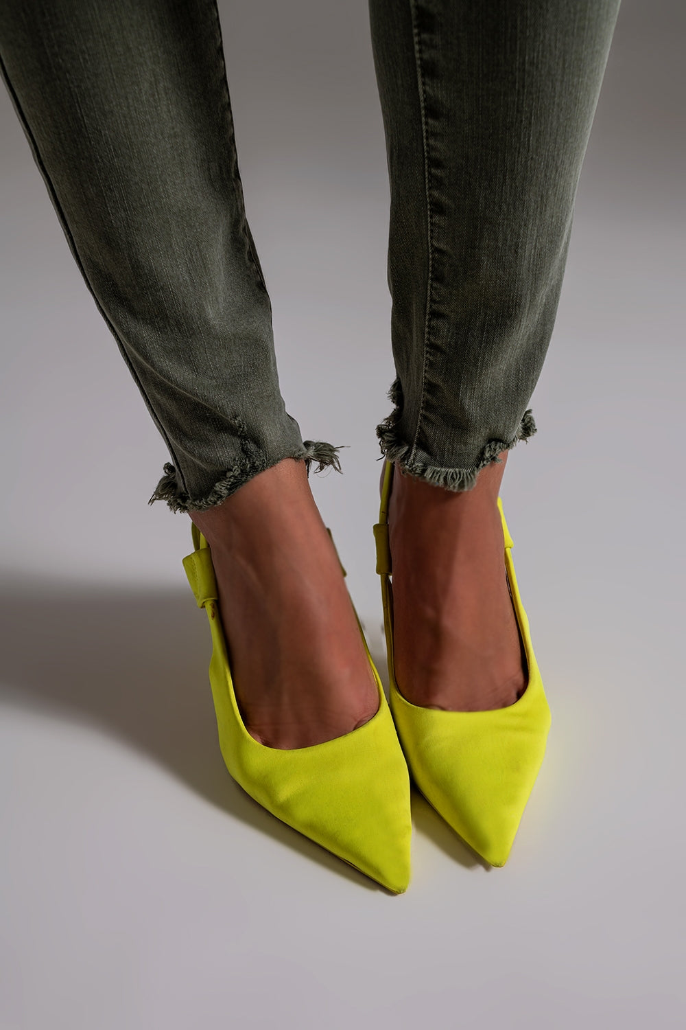 Jean skinny taille haute kaki