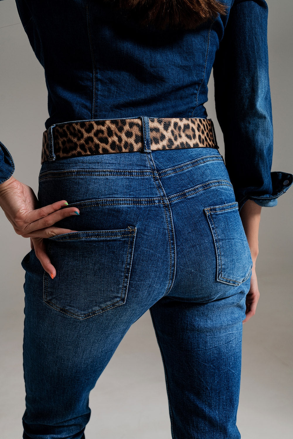 Jean skinny taille haute mi-délavage