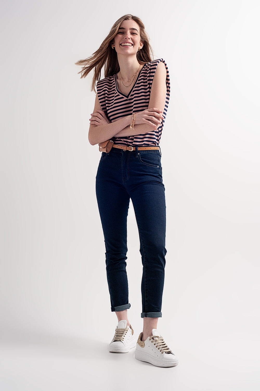 Jean skinny taille haute premium Bleu foncé