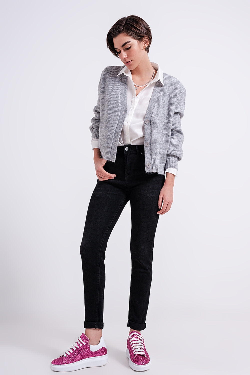 Jean skinny taille ultra haute Noir