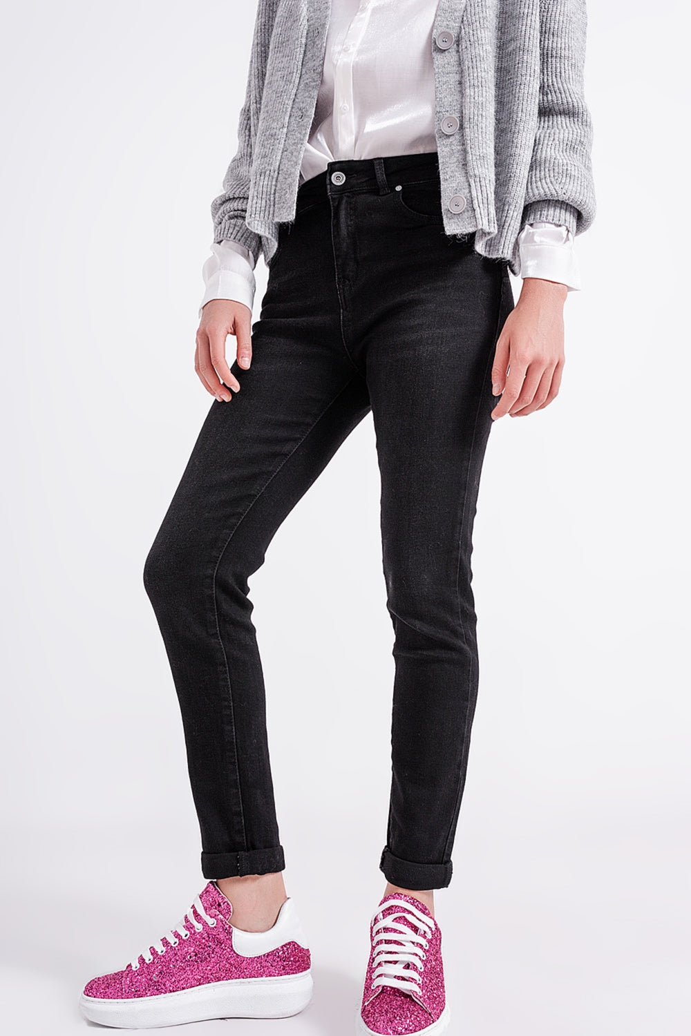 Jean skinny taille ultra haute Noir